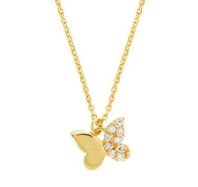 Yellow Gold Diamond Butterfly Necklace
