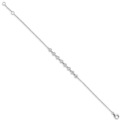White Sterling SIlver Bezel Set Cz Bracelet