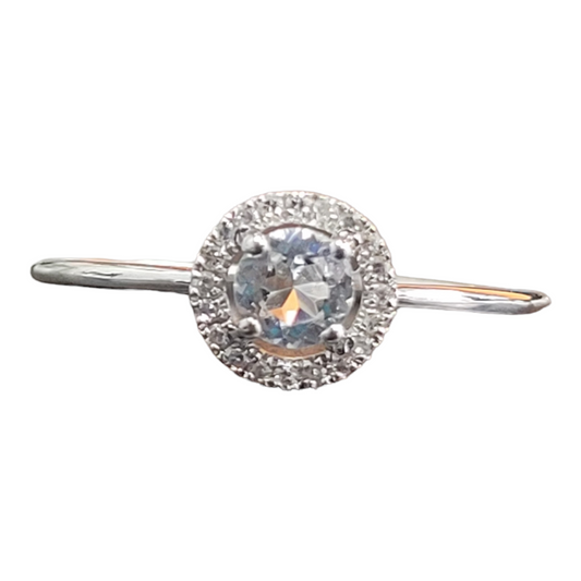 White Gold Topaz and Diamond Birthstone Halo Ring