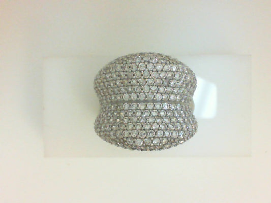 White Sterling Silver Wide Micro Pave Cz Cocktail Ring