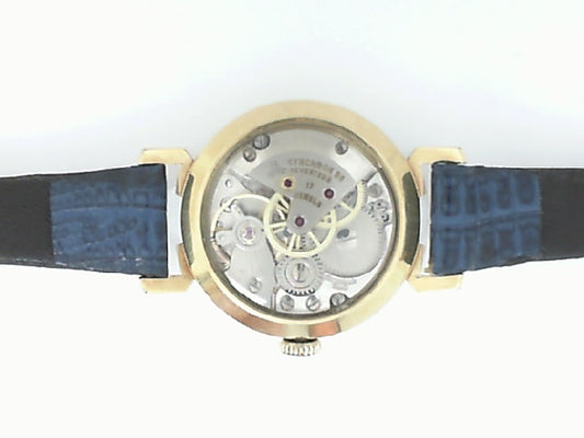 1950s Mid-Century Earnest Borel Black Illusion Kaleidoscope Dial Exhibition Watch