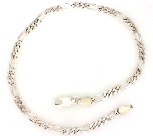 4MM White Sterling Silver Figaro Chain