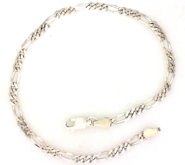 4MM White Sterling Silver Figaro Chain