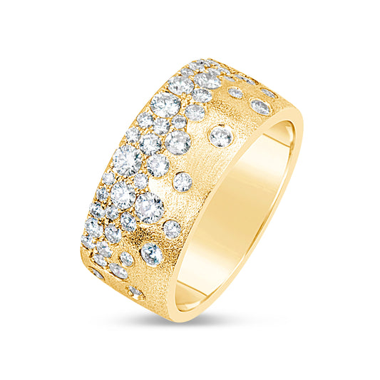 Yellow Gold Diamond Confetti Cigar Band Ring