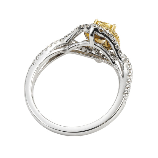 Two Tone Freeform Yellow Diamond Ring