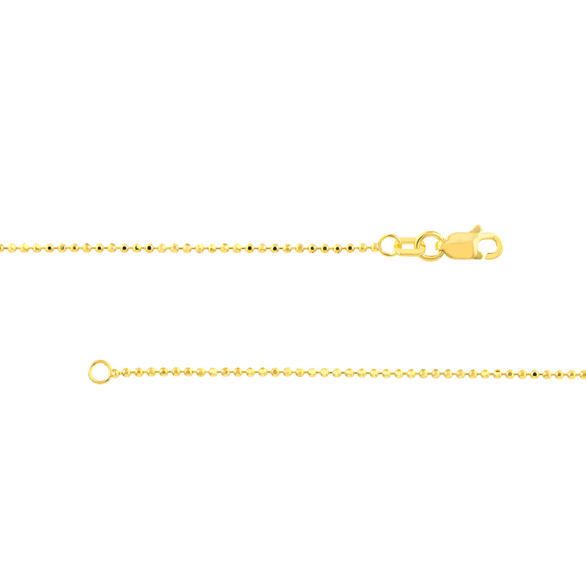 Yellow Gold Diamond Cut Beaded Chain Necklace