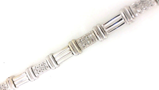 Vintage White Gold Diamond Bar Bracelet