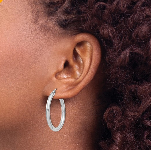 White Sterling Silver Tube Hoops