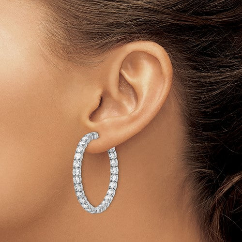 White Sterling Silver Inside Out Cz Hoop Earrings