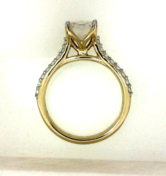 Yellow Gold Straight Shank Emerald Lab Diamond Ring