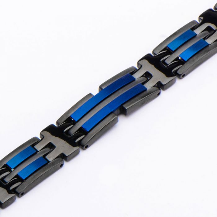 Black and Blue Stainless Steel Bracelet