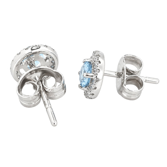 December Birthstone Blue Topaz and Diamond Studs