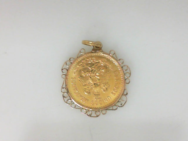 Vintage 1955 Mexican 5 Pesos Gold Coin Pendant