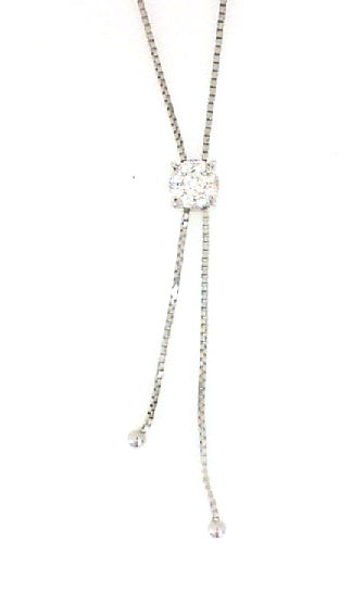 White Gold Round Diamond Lariat Necklace