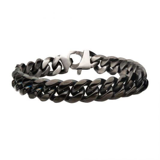 Black Stainless Steel Reversible Curb Chain Bracelet