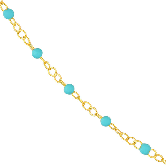 Yellow Gold Turquoise Enamel Bracelet