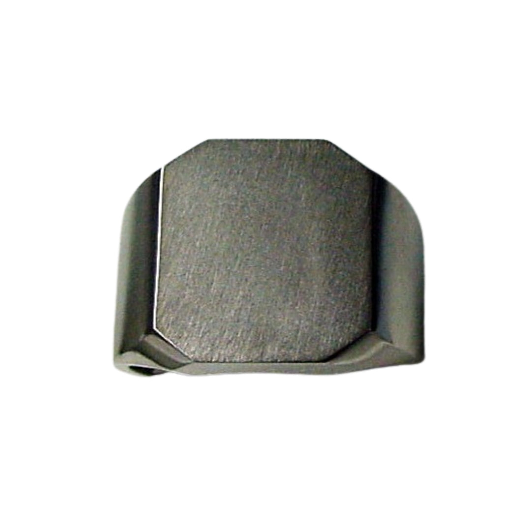 Titanium Stain/Polish Signet Ring with Emerald Cut Top