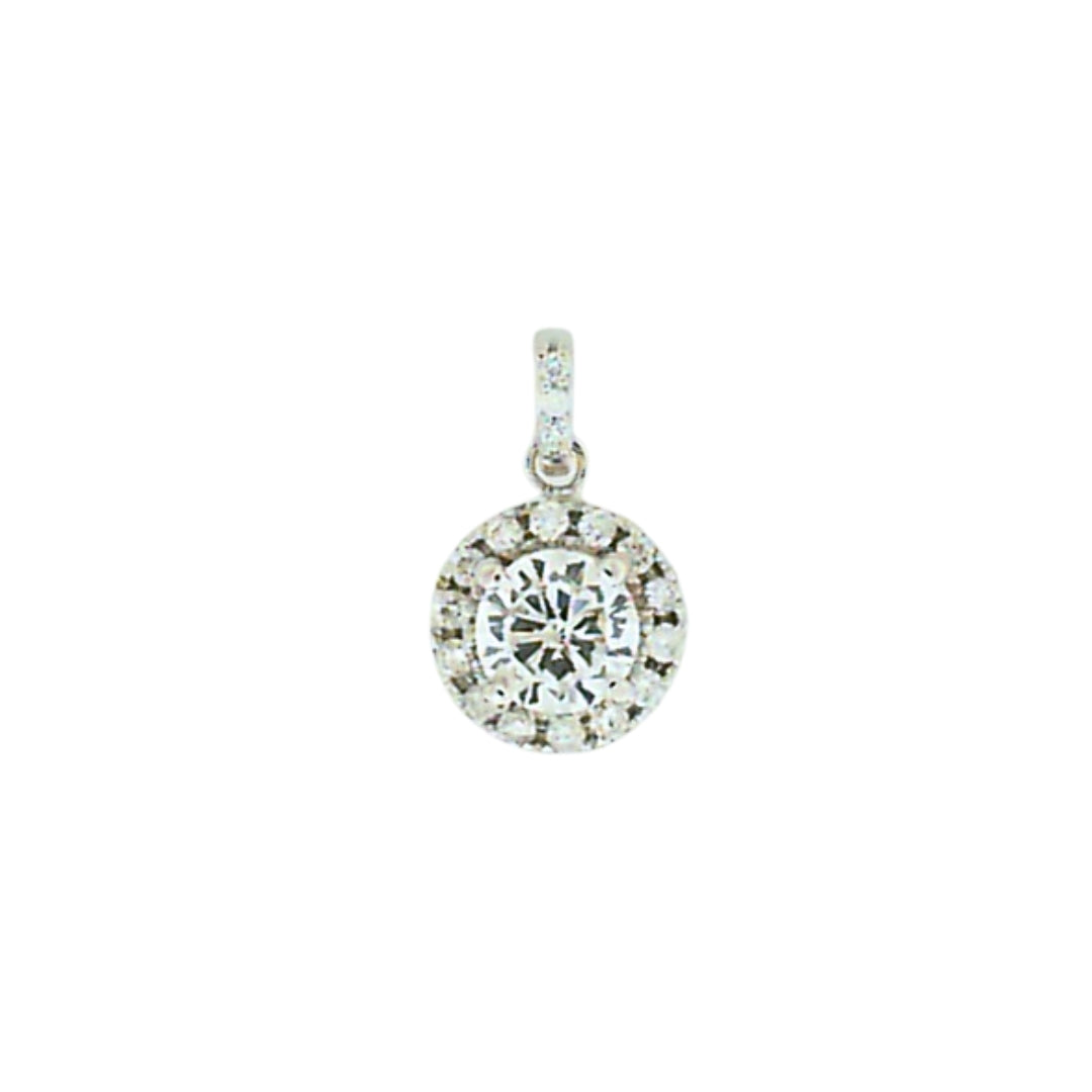 White Gold Round Diamond Cluster Pendant