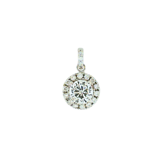 White Gold Round Diamond Cluster Pendant