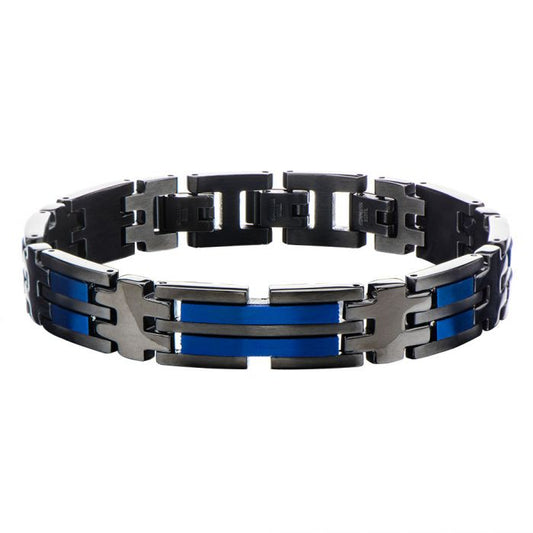 Black and Blue Stainless Steel Bracelet