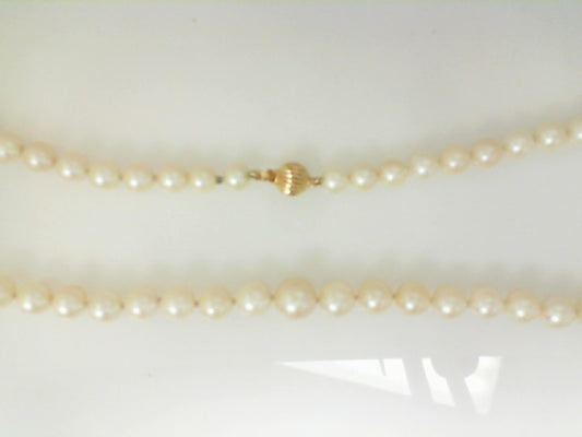 Vintage White Gold Necklace with Round Graduated White Pearls