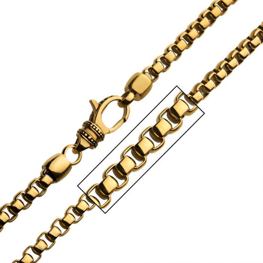 24 Inch Yellow Stainless Steel Box Necklace