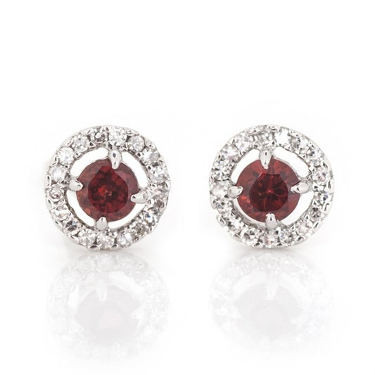 January Birthstone Garnet and Diamond Earrings