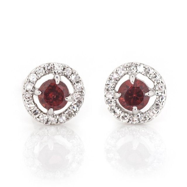 January Birthstone Garnet and Diamond Earrings