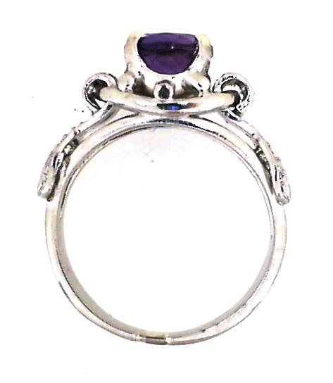 Vintage White Gold Amethyst Scroll Ring