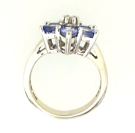 Vintage Tanzanite and Diamond Flower Ring