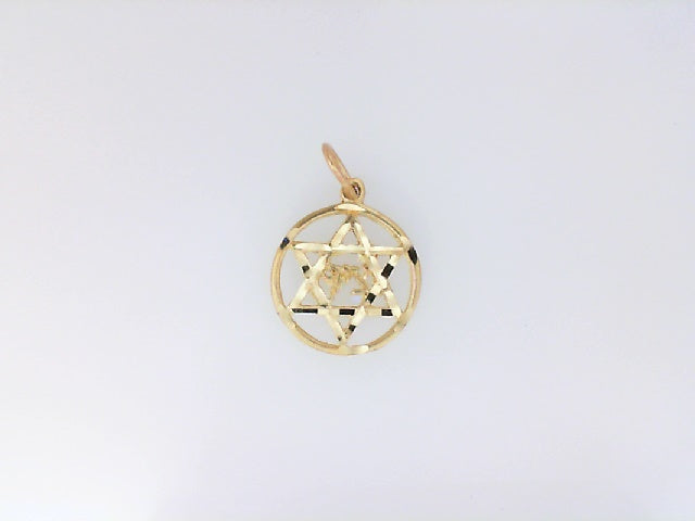 Vintage Yellow Gold Diamond Cut Star of David Pendant