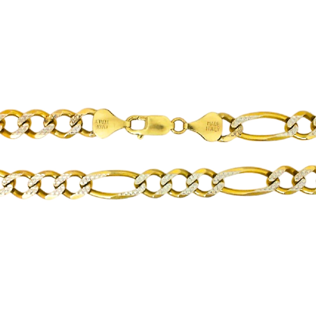Vintage Two Tone Diamond Cut Figaro Necklace