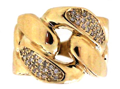 Yellow Gold Round Diamond Curb Ring