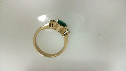 Yellow Gold Pear Emerald Ring