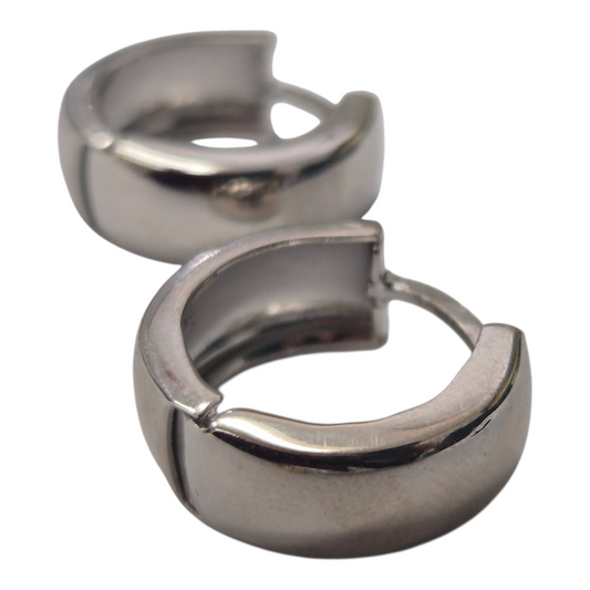 14K White Gold Huggy Hoops