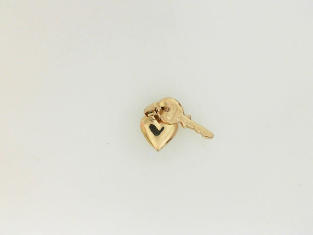 Vintage Yellow Gold Heart and Key Pendant