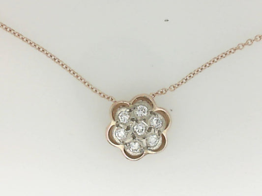Vintage Rose Gold Cluster Diamond Slide Necklace