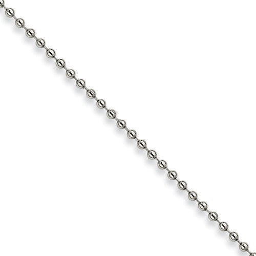 White Gold Stainless Steel Ball Chain Necklace