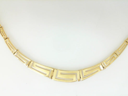 Vintage Yellow Gold Greek Key Necklace