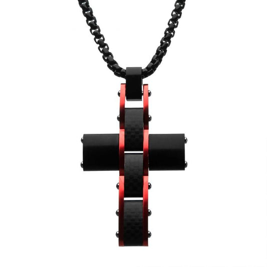 Black Stainless Steel Matte Fancy Link Necklace