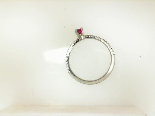 White Gold Ruby and Diamond Stacking Band