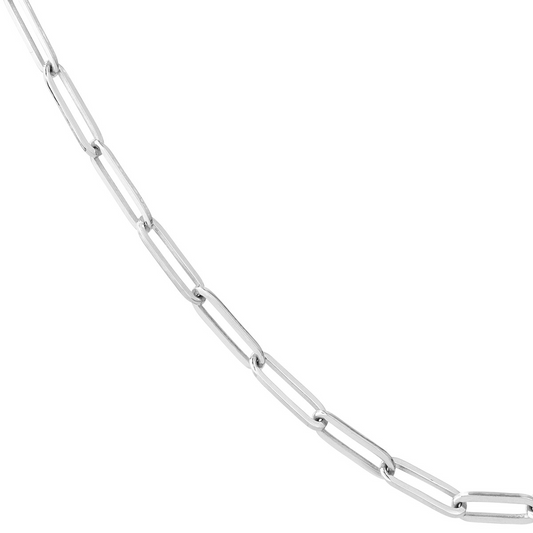 18In White Silver Paperclip Necklace