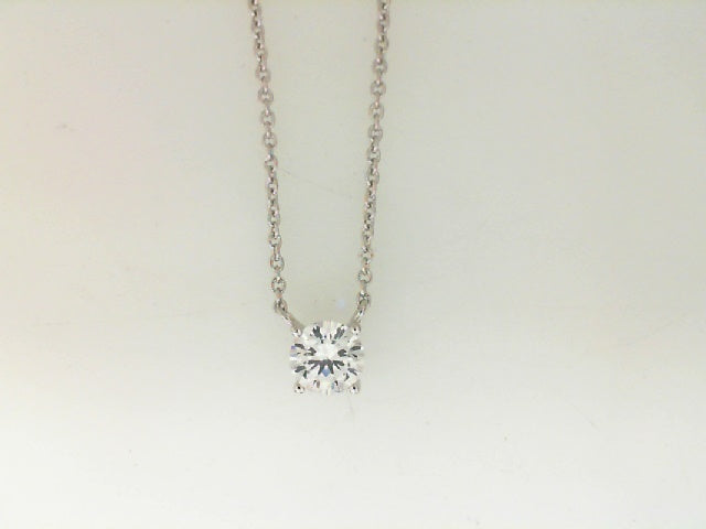 White Sterling Silver Cable Necklace with One Cz Stone