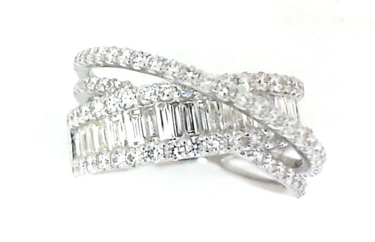 White Gold Multistrand Baguette Diamond Ring