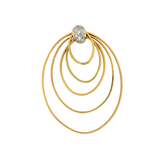 Yellow Gold 5 Oval Diamond Drop Pendant