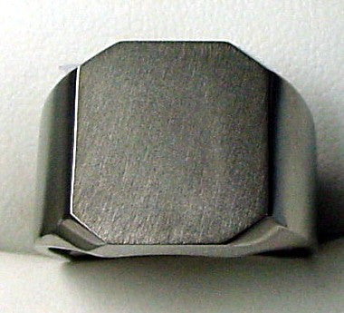 Titanium Stain/Polish Signet Ring with Emerald Cut Top
