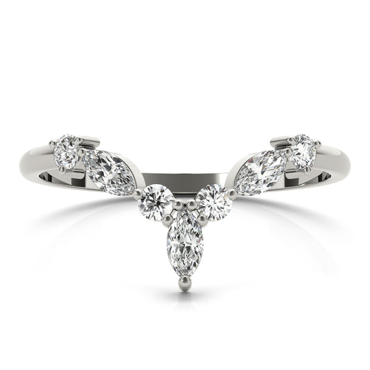 Marquise Sapphire and Diamond Chevron Band