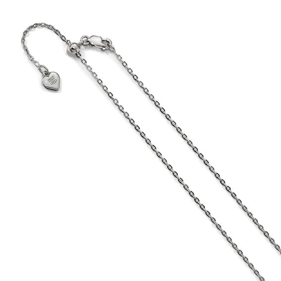 Adjustable White Sterling Silver Cable Necklace