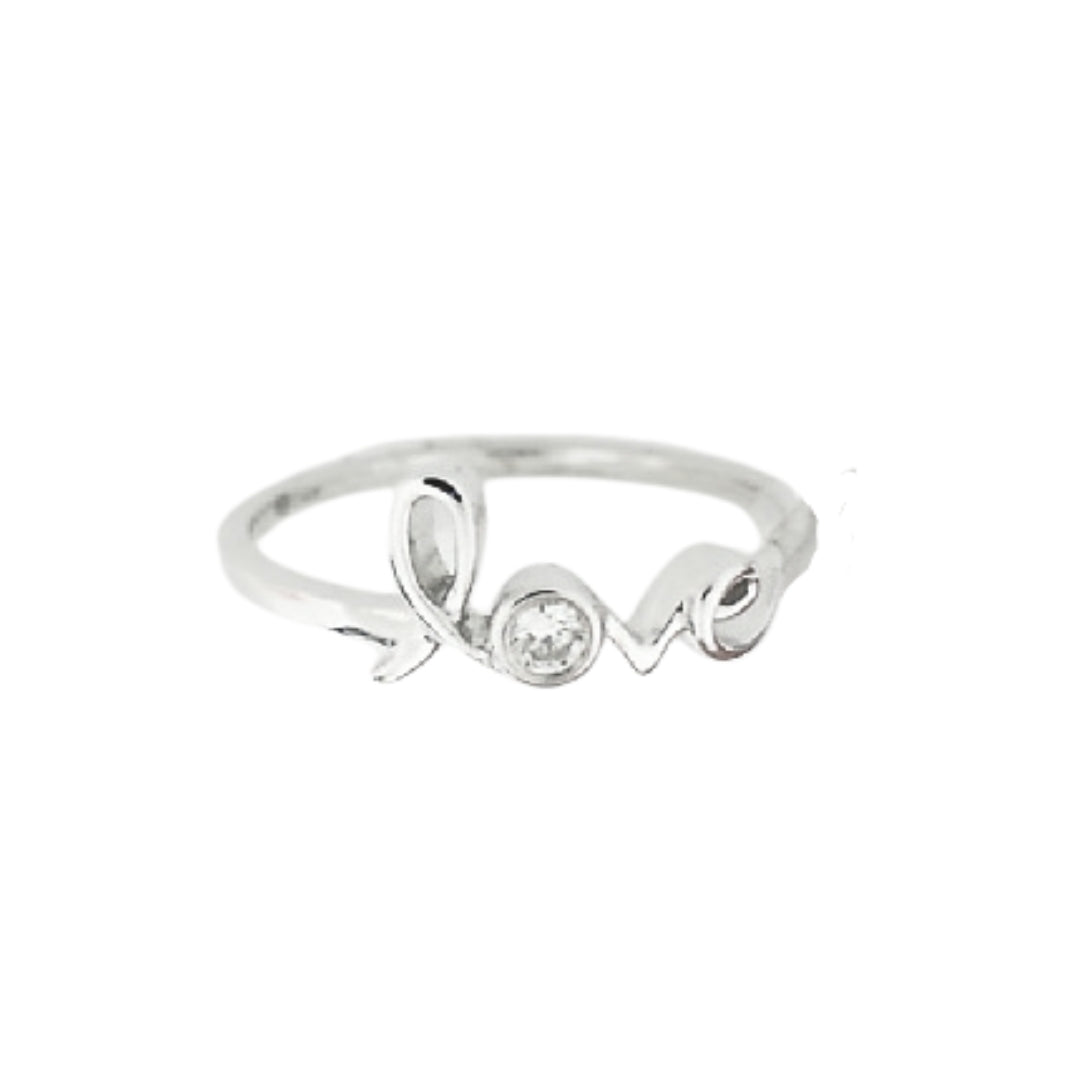 White Gold Round Diamond Love Ring