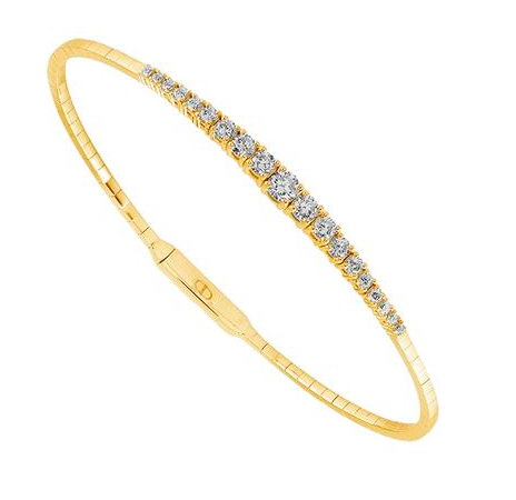 Yellow Gold Round Diamond Flexi Bracelet Size 6.75